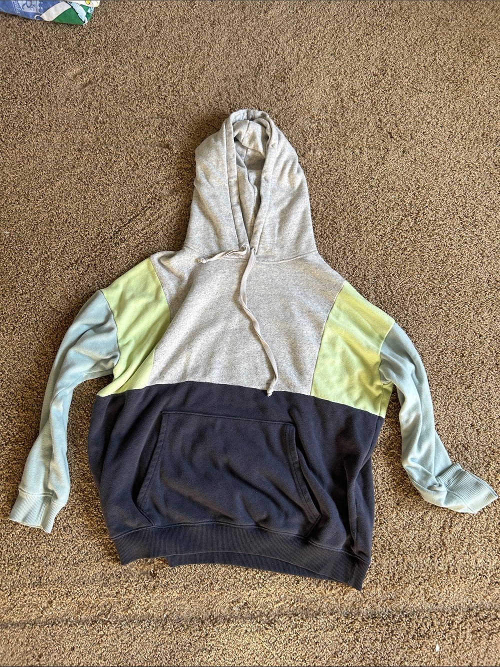 American Eagle Outfitters Colorblock Hoodie in Light Gray, Navy & Mint